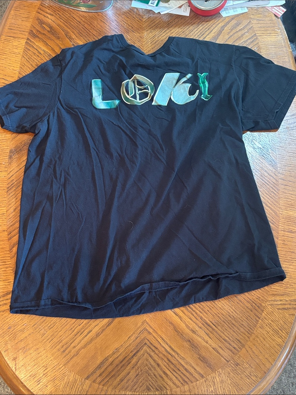Marvel Black Loki Short Sleeve Tee with Green Graphic